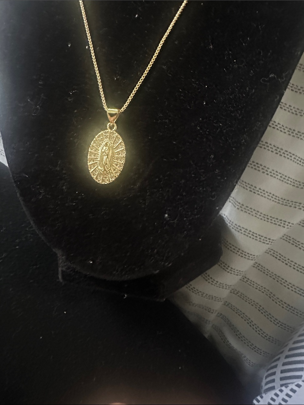 Gold Oval Religious Pendant Necklace - Elegant Everyday Medallion